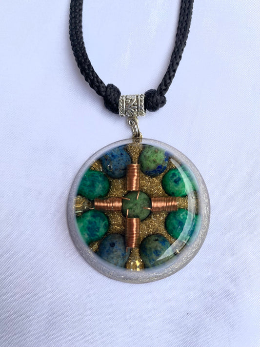 Azurite with Malachite Deluxe Orgone Power Pendant